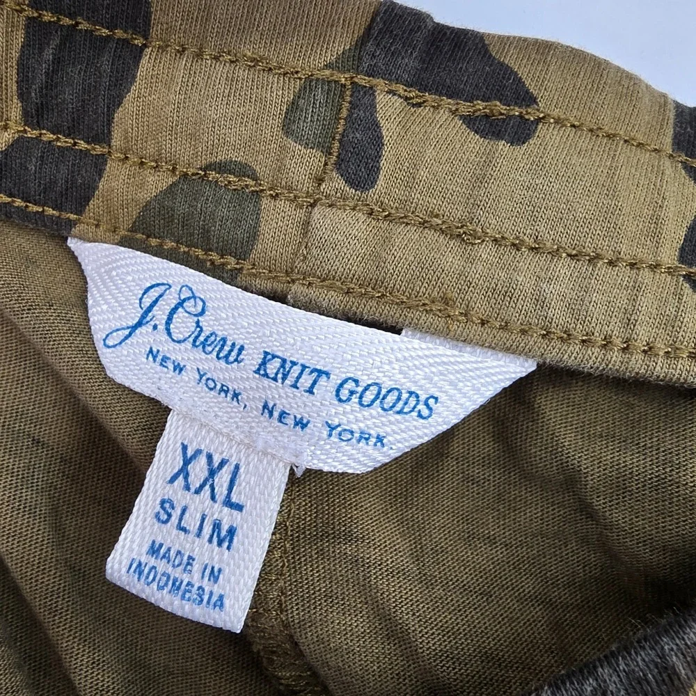 J. Crew Knit Goods Mens XXL Slim Camo Jogger Pants Green Camouflage Drawstring
